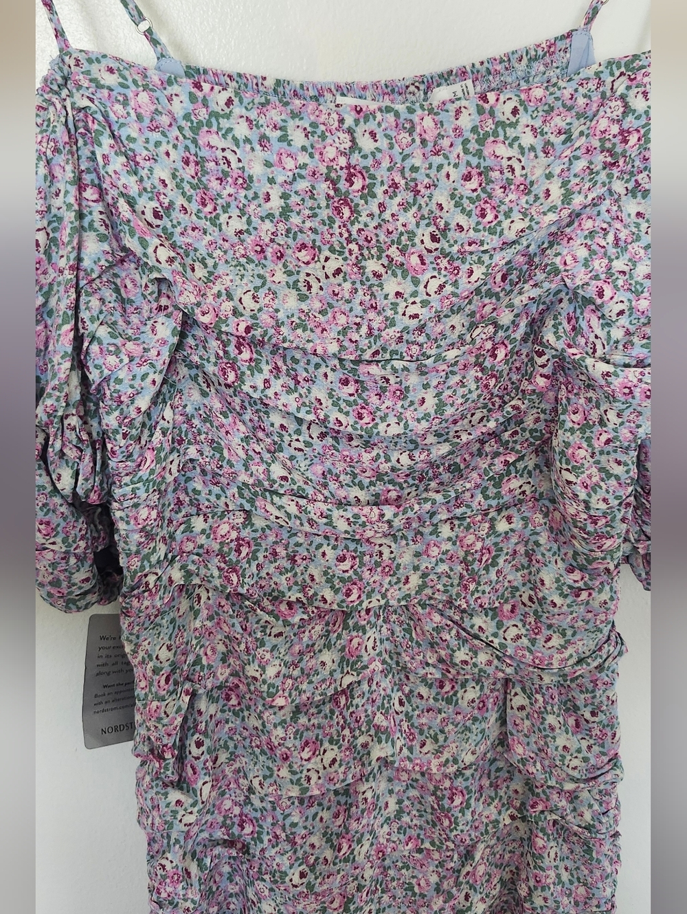 ASTR Blue Pink Ditsy Mini Dress - Picture 2 of 7